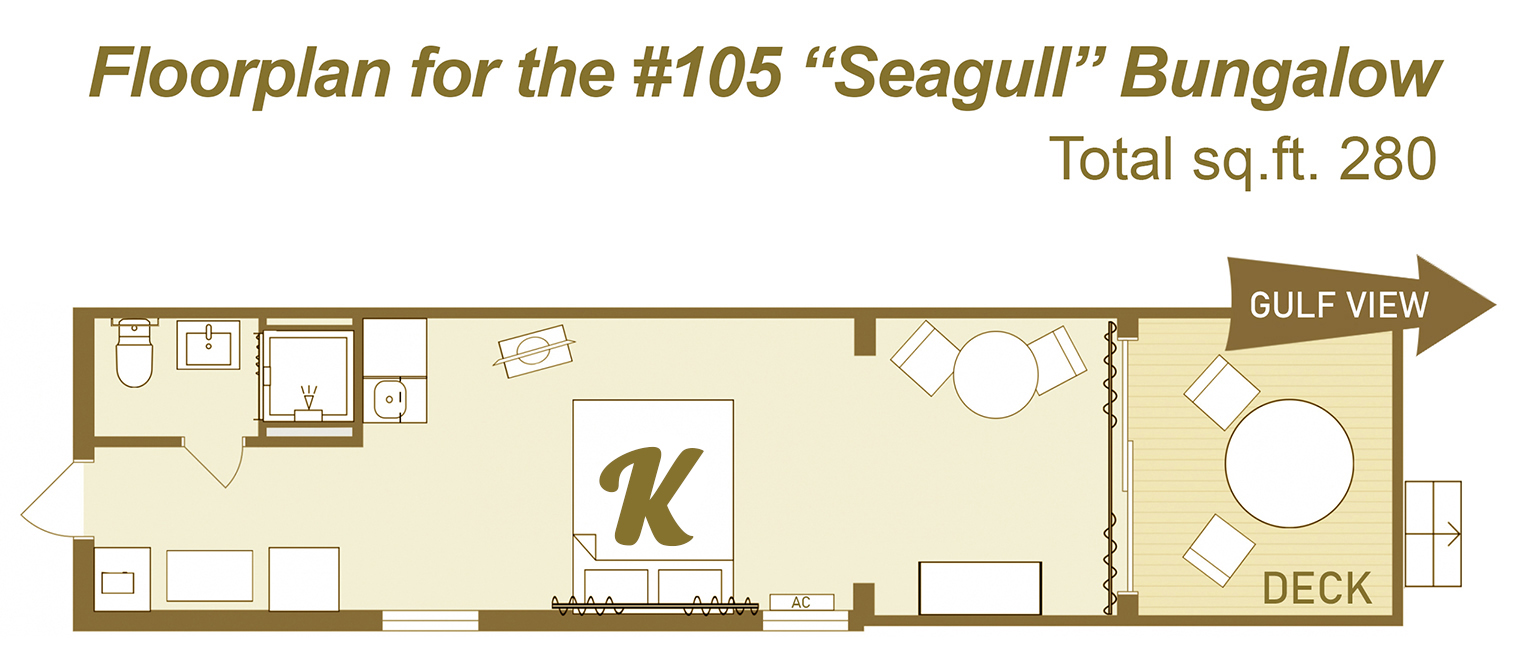 Floor plan for Seagull Bungalow #105 Bungalow